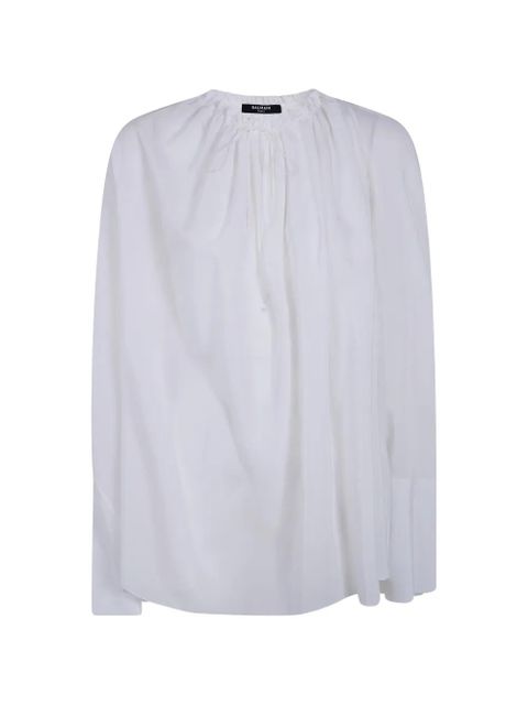 Balmain gathered-neck blouse - White - zdjęcie produktu nr 1