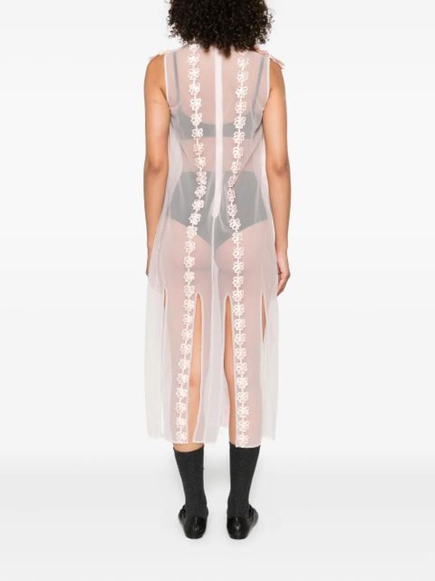 Simone Rocha ribbon-trimmed sleeveless midi dress - Pink