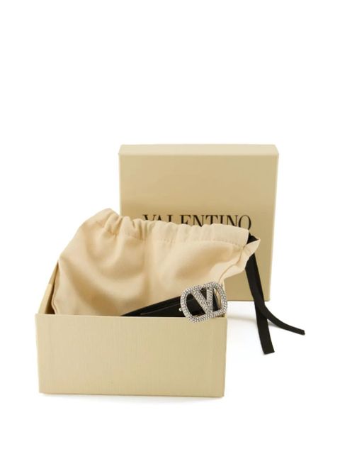 Valentino Garavani crystal-embellished leather belt - Black