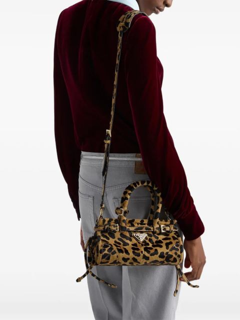 Prada Bonnie mini printed leather handbag - Neutrals