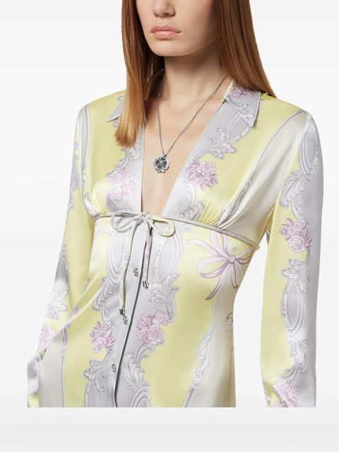 Versace Cameo silk midi shirt dress - Yellow