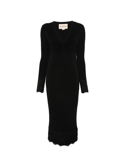 Valentino Garavani lace-trim midi dress - Black - zdjęcie produktu nr 1