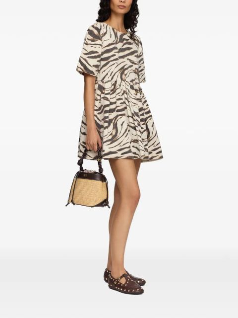 GANNI zebra-print denim dress - Neutrals - zdjęcie produktu nr 2