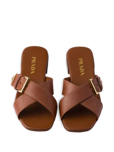 Prada criss-cross buckle-fastening sandals - Brown
