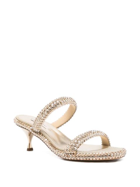 Casadei Sirio crystal-embellished kitten-heel sandals - Gold - zdjęcie produktu nr 2