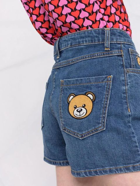 Moschino Teddy Bear patch denim shorts - Blue