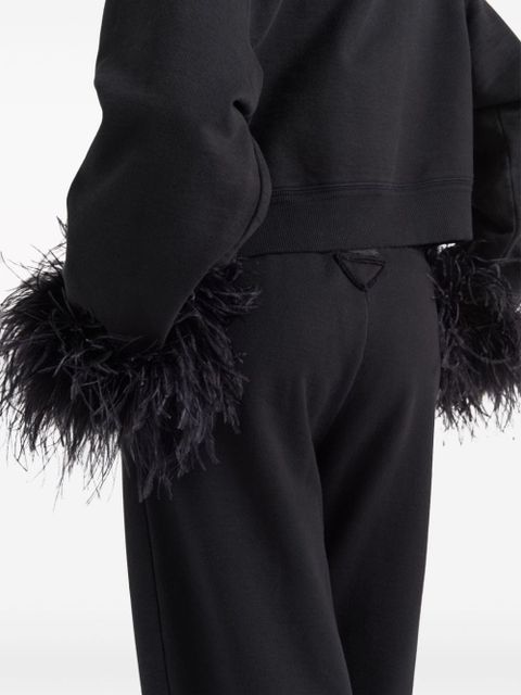 Prada feather-trim fleece track pants - Black
