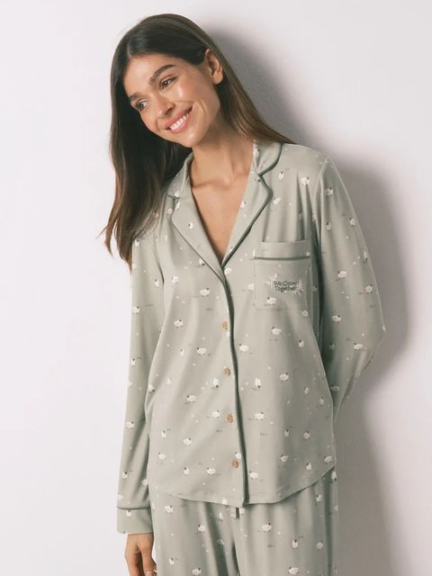 women'secret komplet piżamowy damska kolor zielony 3592480