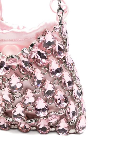 Self-Portrait mini Chainmail embellished shoulder bag - Pink