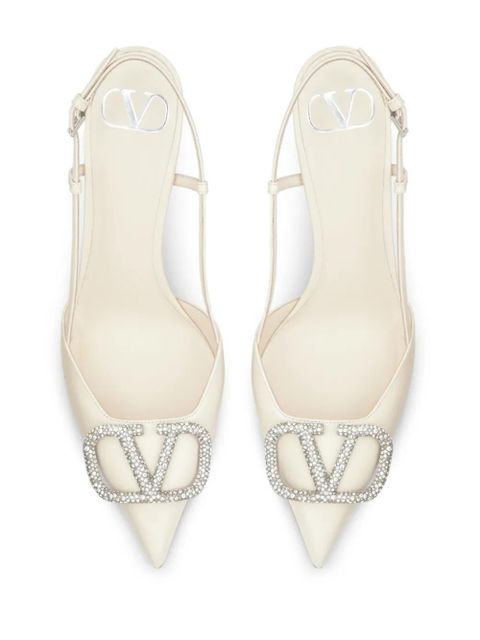 Valentino Garavani 80mm VLogo Signature slingback pumps - White