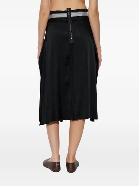Maison Margiela pleated raw-cut midi skirt - Black