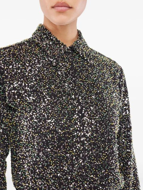 Rabanne sequin-embellished long-sleeves shirt - Black