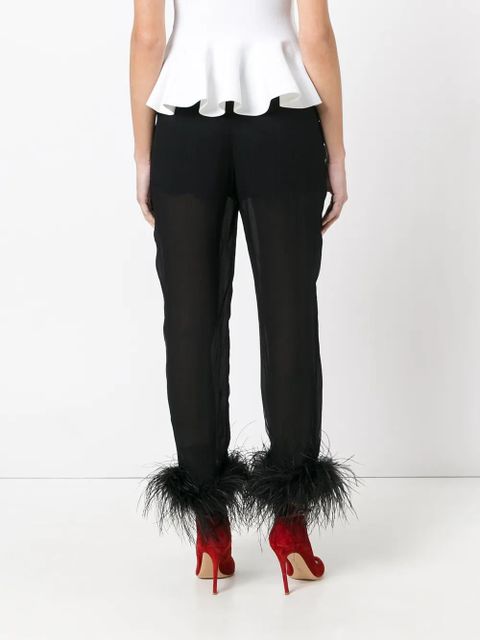 Prada sheer effect trousers with Ostrich feather cuffed ankles - Black - zdjęcie produktu nr 2