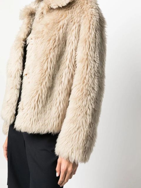 Yves Salomon long-haired wool coat - Neutrals