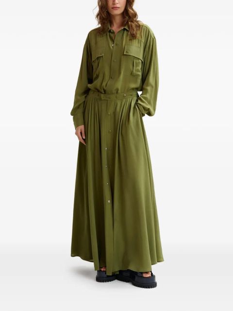 Essentiel Antwerp chest-pockets button-up maxi dress - Green