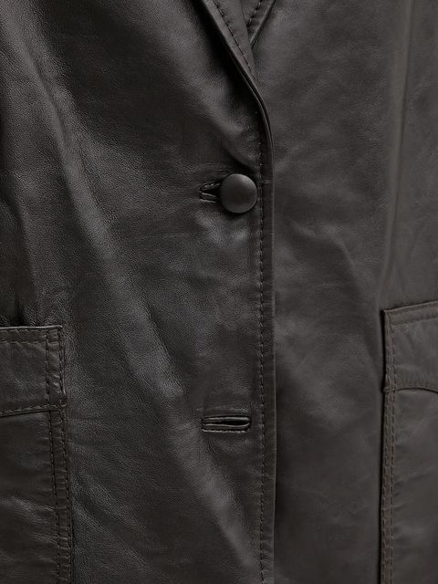 Pinko marynarka skórzana REIMAGINE by Patrick Mcdowell kolor brązowy oversize gładka 105090 A2JN