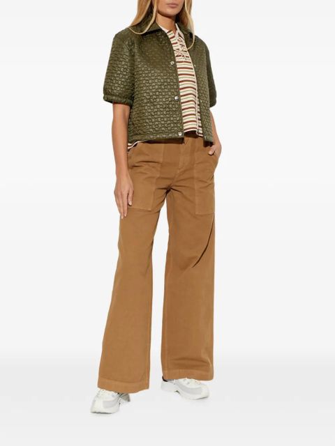 Moncler flower quilted short-sleeve top - Green