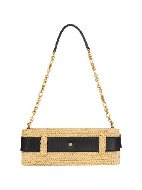 Balmain Anthem clutch bag in smooth leather and crochet - Neutrals