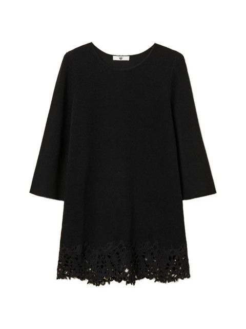 TWINSET lace-hem quarter-sleeve tunic - Black - zdjęcie produktu nr 1