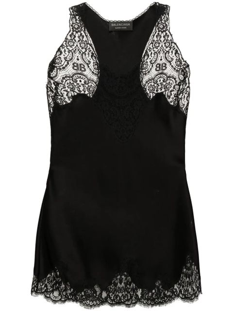 Balenciaga lace-trim tank top - Black - zdjęcie produktu nr 1
