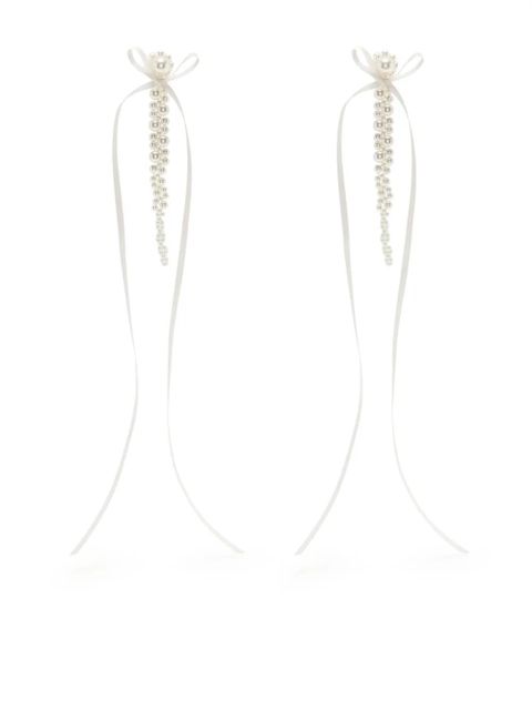 Simone Rocha slim bow ribbon drip earrings - White - zdjęcie produktu nr 1
