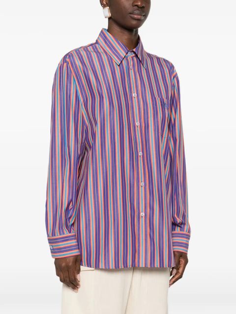 ETRO striped-pattern logo-embroidered shirt - Purple - zdjęcie produktu nr 2