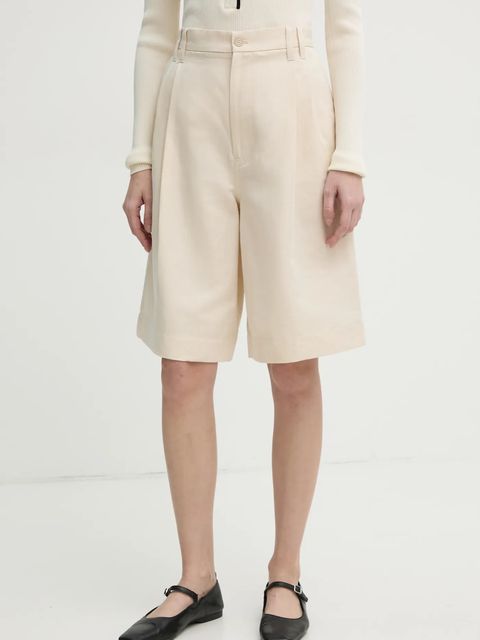 Filippa K szorty lniane damskie kolor beżowy gładkie high waist 31114 - zdjęcie produktu nr 1