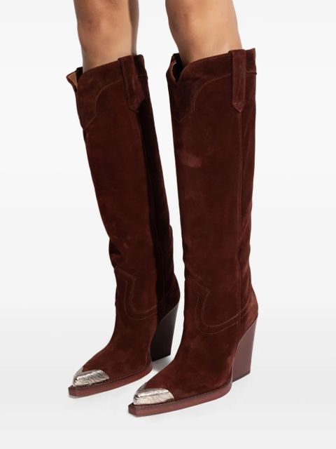 Paris Texas 10mm El Dorado metallic-toe suede boots - Brown