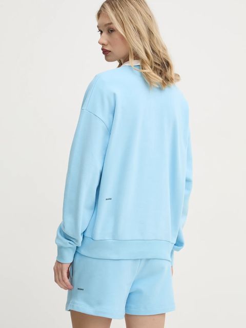 Pangaia bluza bawełniana kolor niebieski z nadrukiem