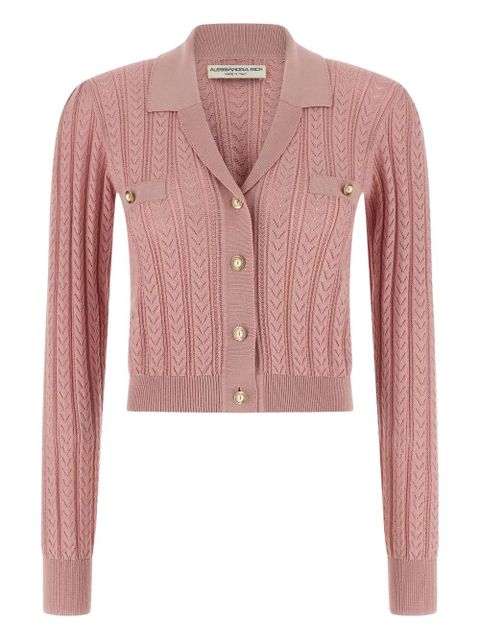 Alessandra Rich cable-knit cardigan - Pink - zdjęcie produktu nr 1