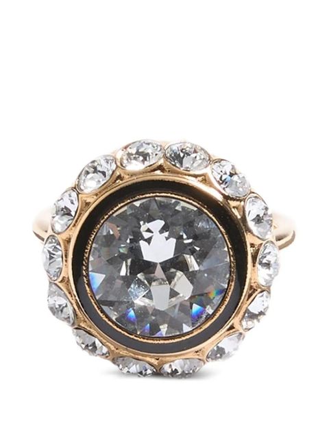 Valentino Garavani Vlogo Signature ring in metal, enamel and crystals - Gold - zdjęcie produktu nr 1