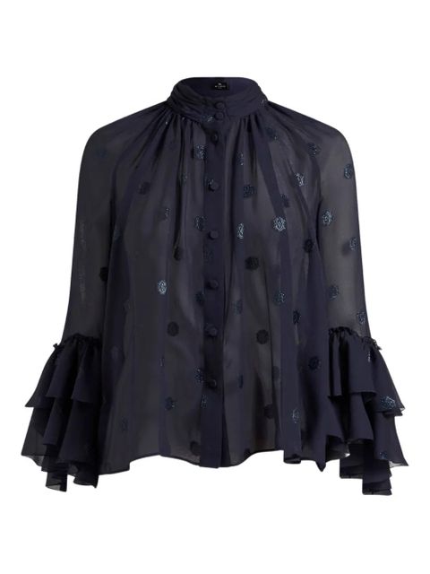 ETRO ruffled georgette shirt - Blue - zdjęcie produktu nr 1