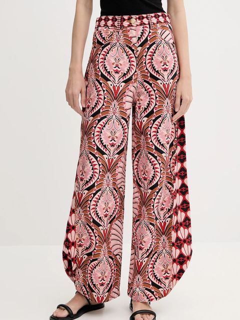 Farm Rio spodnie bawełniane damskie kolor brązowy szerokie high waist 329097 - zdjęcie produktu nr 1