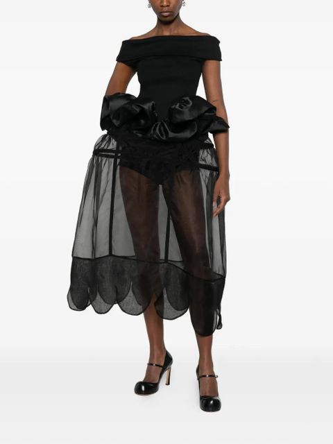 Simone Rocha scallop-trim panelled mini skirt - Black - zdjęcie produktu nr 2