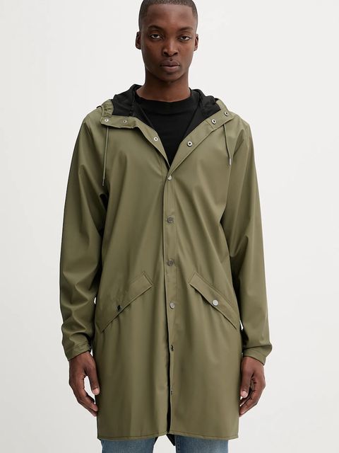 Rains kurtka 12020 Long Jacket kolor zielony przejściowa 12020