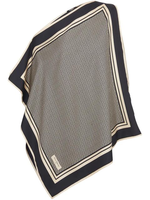 Balmain asymmetric monogram silk top - Black - zdjęcie produktu nr 1