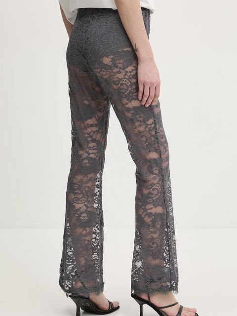 Never Fully Dressed spodnie Charcoal Lace damskie kolor szary dzwony high waist NFDTR453