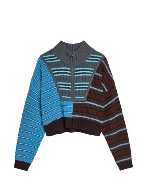 STAUD Hampton striped zip knitwear - Blue - zdjęcie produktu nr 1