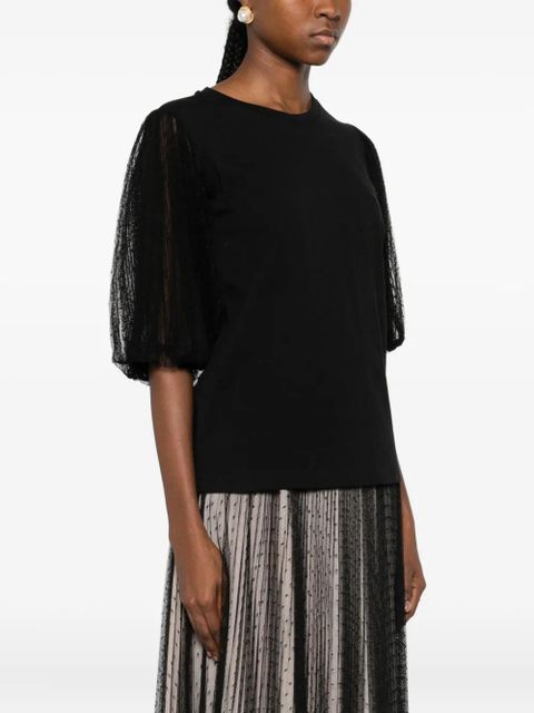 TWINSET mesh-sleeve top - Black