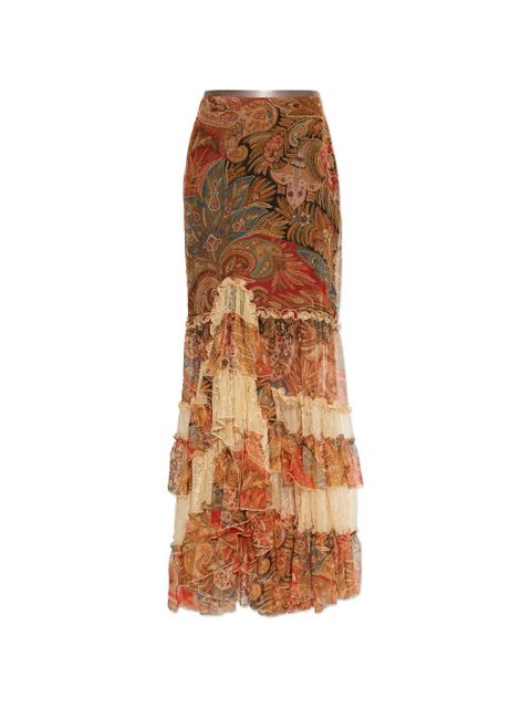ETRO ruffled paisley-print maxi skirt - Orange - zdjęcie produktu nr 1