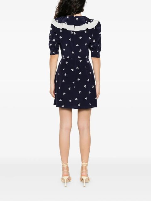 Alessandra Rich bow-print mini dress - Blue