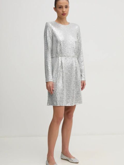 United Colors of Benetton sukienka kolor srebrny mini rozkloszowana 4RO6DV0AC