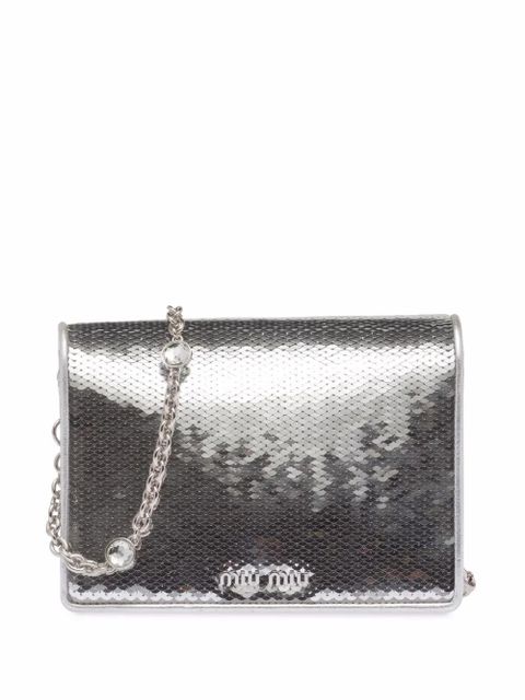 Miu Miu Confidential sequin-embellished leather bag - Silver - zdjęcie produktu nr 2