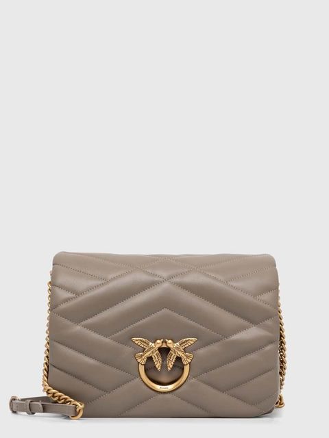 Pinko torebka skórzana kolor szary 101585.A1ET - zdjęcie produktu nr 1