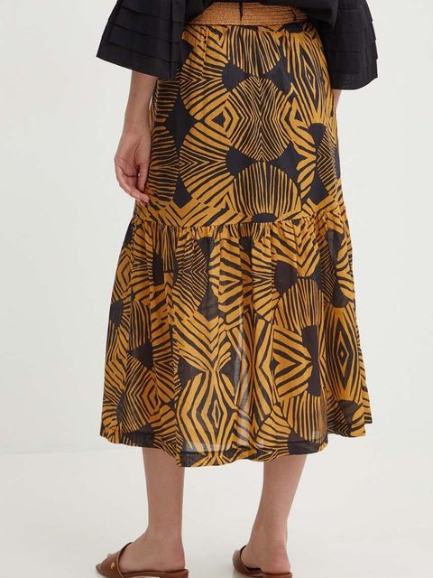 La Petite Française spódnica bawełniana JABOT kolor brązowy midi rozkloszowana