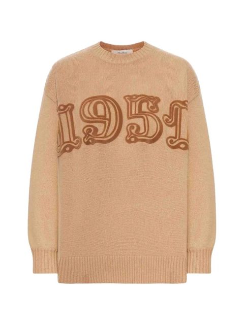 Max Mara number-embroidered crew-neck sweater - Neutrals - zdjęcie produktu nr 1
