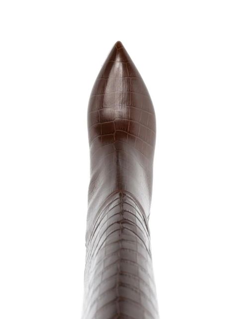 Paris Texas 65mm crocodile-effect leather boots - Brown