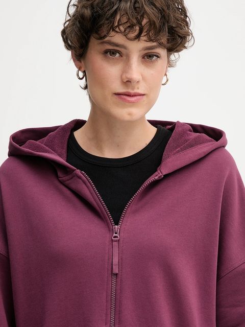 United Colors of Benetton bluza bawełniana damska kolor fioletowy z kapturem gładka 3UNID500R