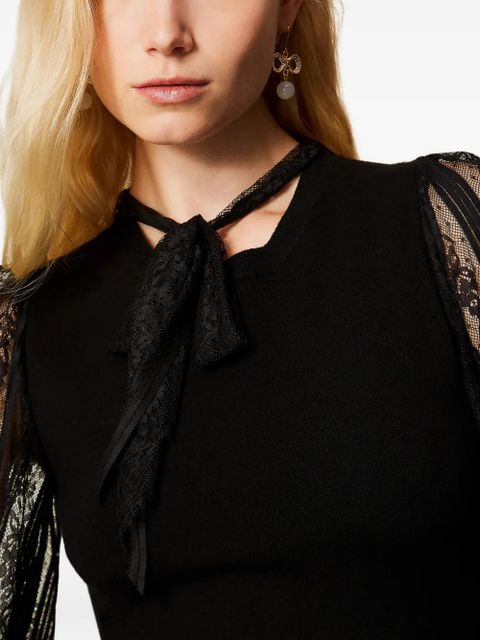 TWINSET lace short knit dress - Black