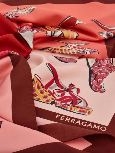Ferragamo genio shoe print silk scarf - Pink - zdjęcie produktu nr 2